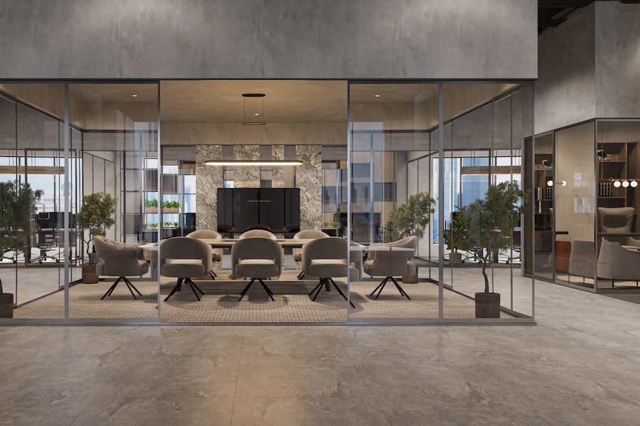 Glass partition in a fitted-out office